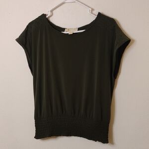 Michael Kors Green Shoulder Lace Detail Blouse Woman's Size Large